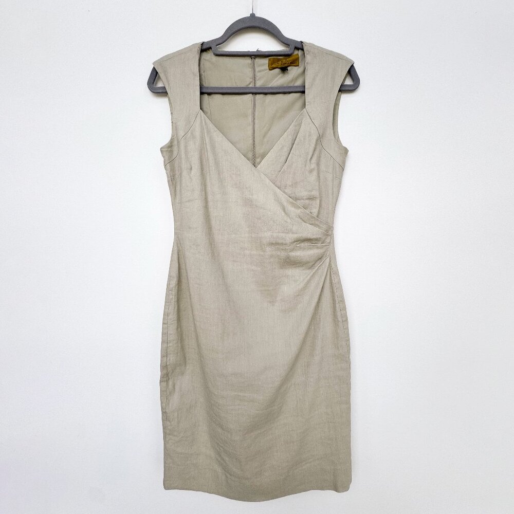 Nicole Miller | Linen sweetheart neckline sleeveless dress in Size 8
